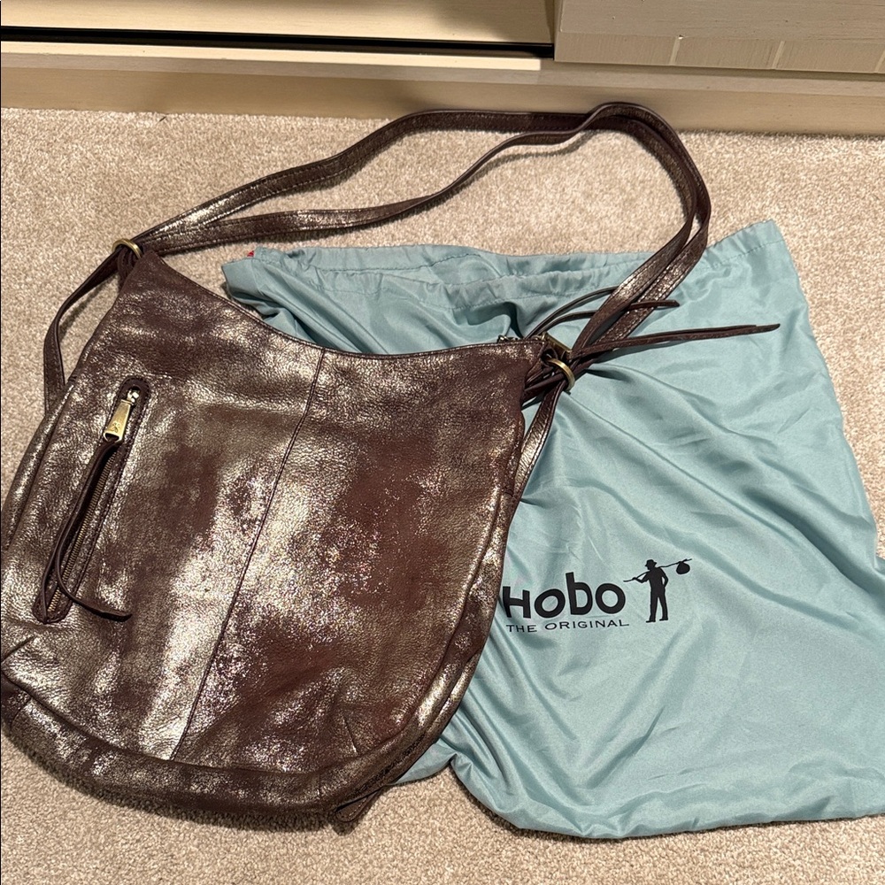 HOBO brown metallic satchel purse!